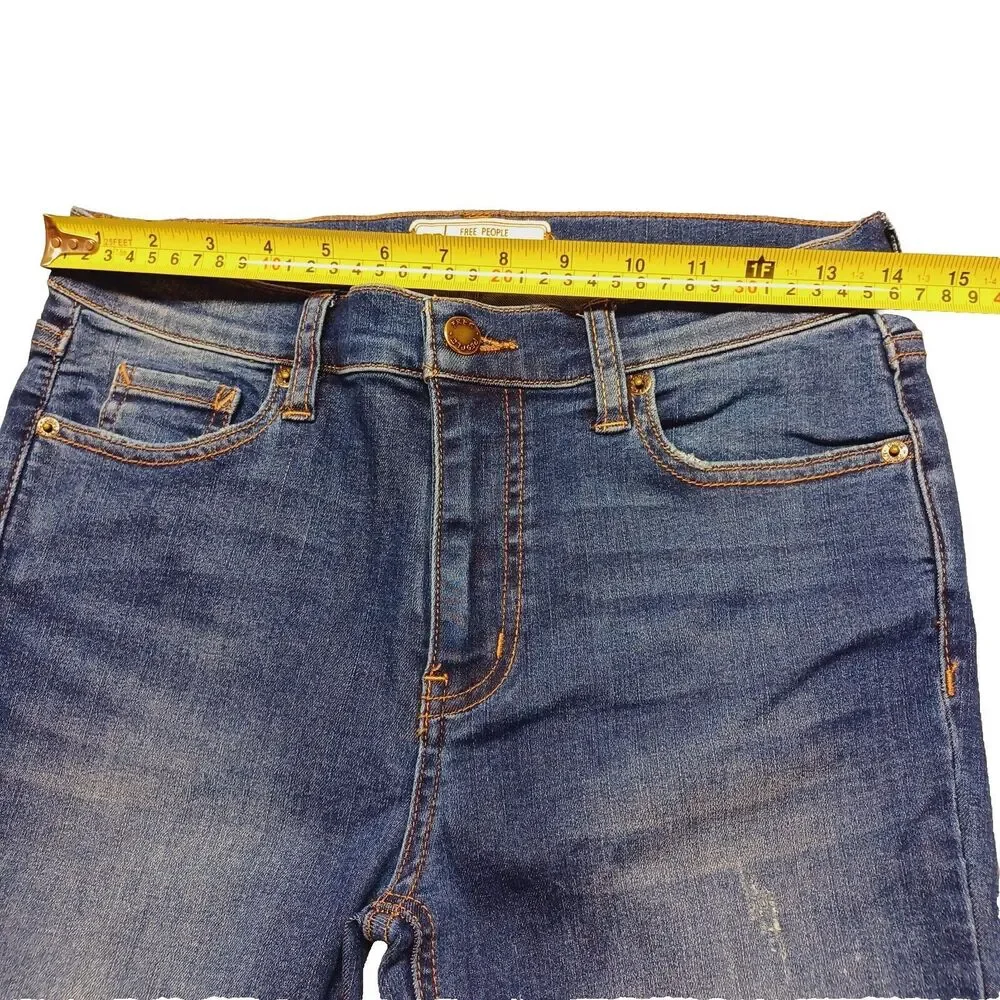 Free People Great Heights Fringe Frayed Hem Skinny Jeans Women's Size 27